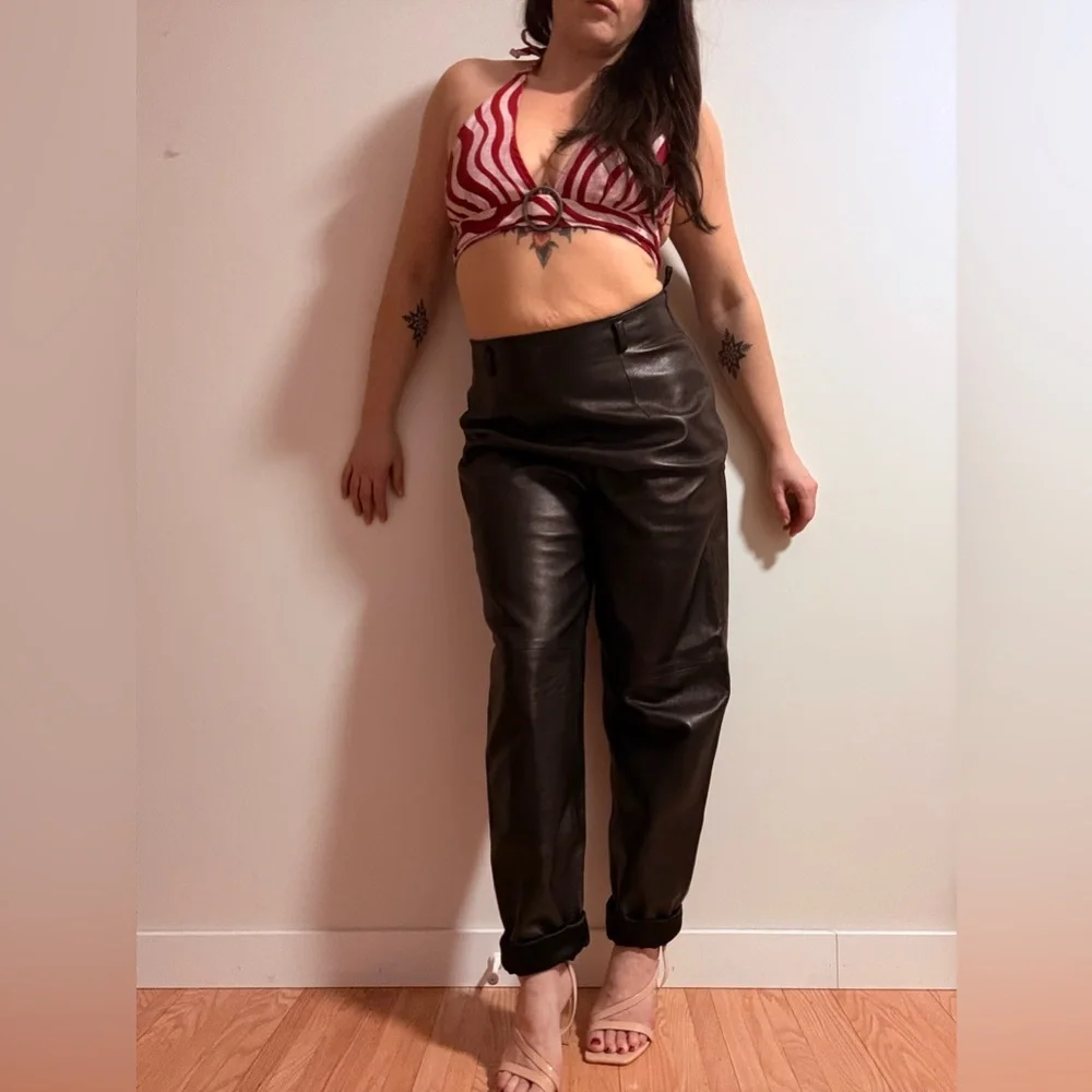 Vintage Black Leather Pants - Picture 6 of 12